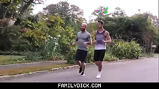 FamilyDick - Doyen tattooed muscle Stepdaddy coaches virgin stepson on thick cock